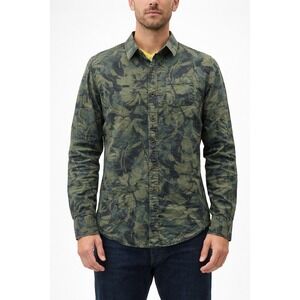 Descendant of Thieves Mens Green Floral Camo Button Down Shirt Medium
